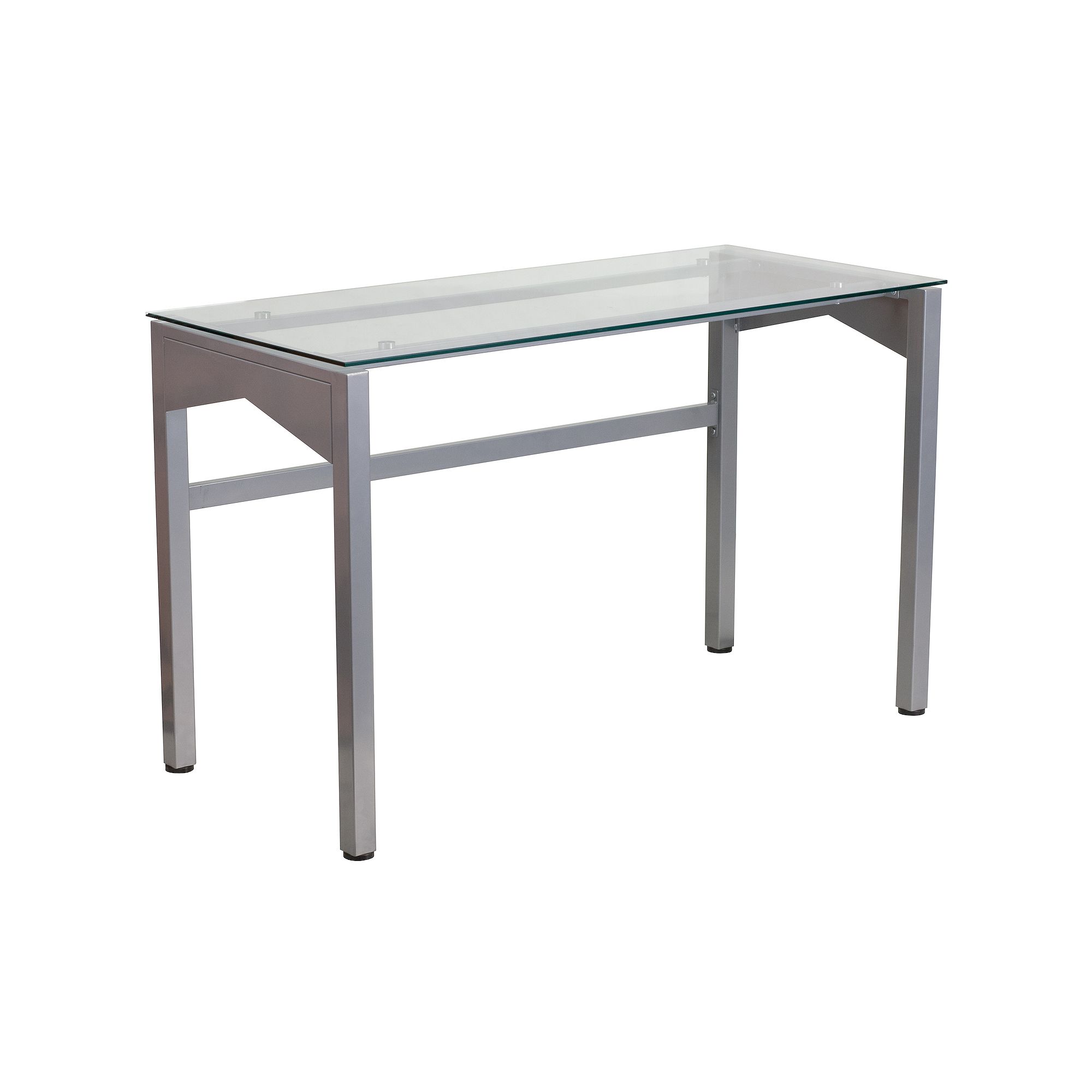 Flash Furniture Contemporary Clear Tempered Glass Desk with Geometric Sides