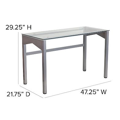 Flash Furniture Contemporary Clear Tempered Glass Desk with Geometric Sides