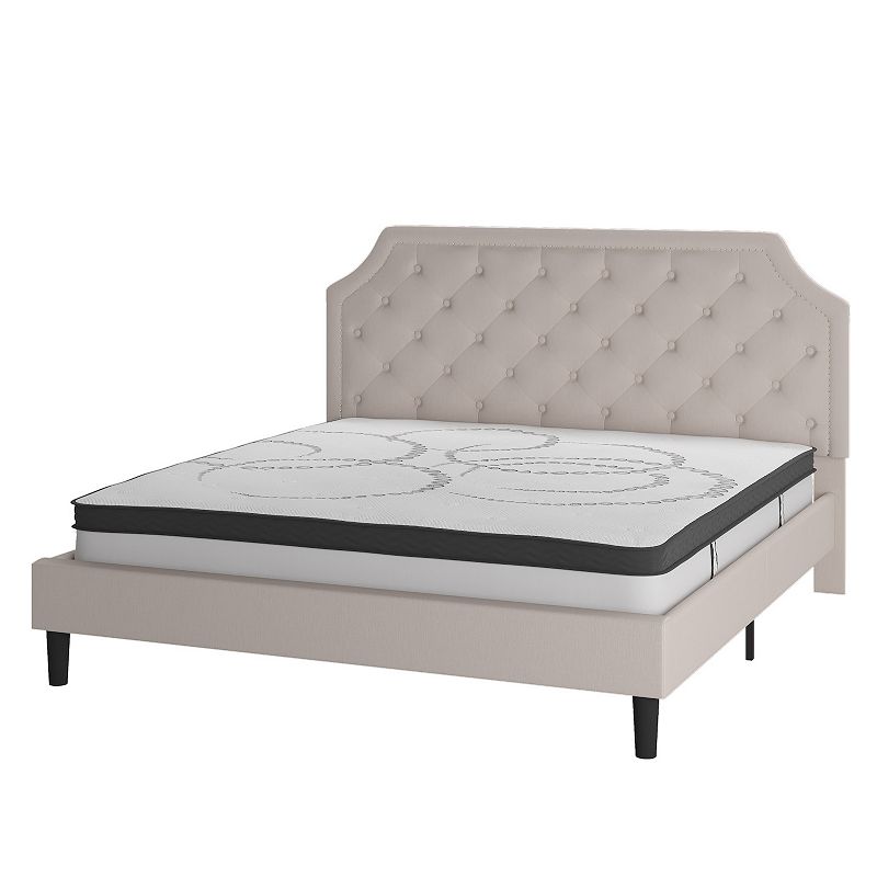 Flash Furniture Brighton Tufted Upholstered Platform Bed & Pocket Spring Ma