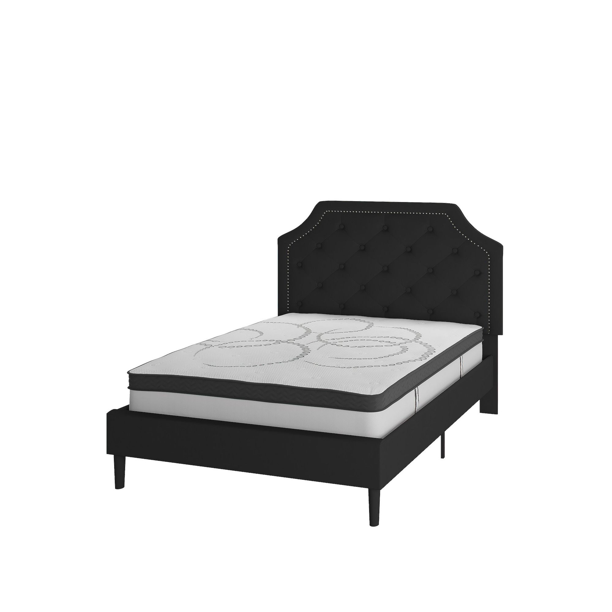 Flash Furniture Brighton Tufted Upholstered Platform Bed & Pocket Spring Ma