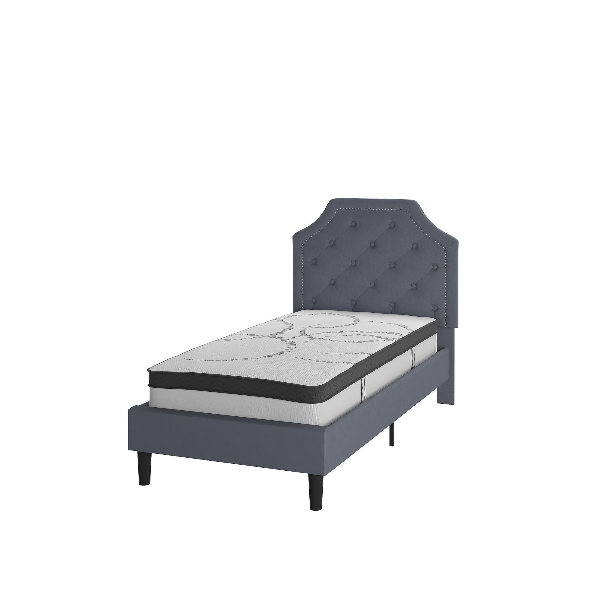 Flash Furniture Brighton Tufted Upholstered Platform Bed & Pocket Spring Ma