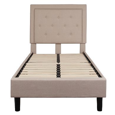 Flash Furniture Roxbury Tufted Upholstered Platform Bed & Pocket Spring Mattress