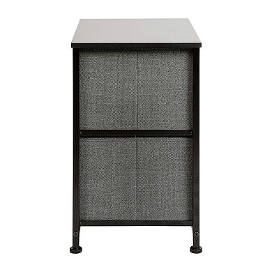 Flash Furniture 2 Drawer Wood Top White Nightstand Storage Organizer with Cast Iron Frame