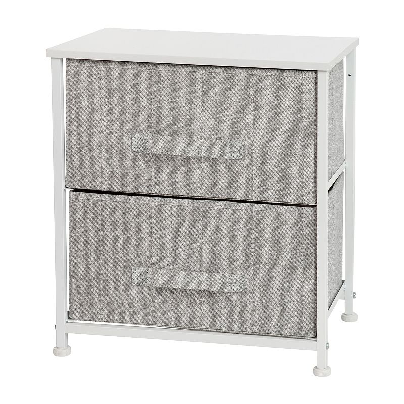 Flash Furniture 2 Drawer Wood Top White Nightstand Storage Organizer with C