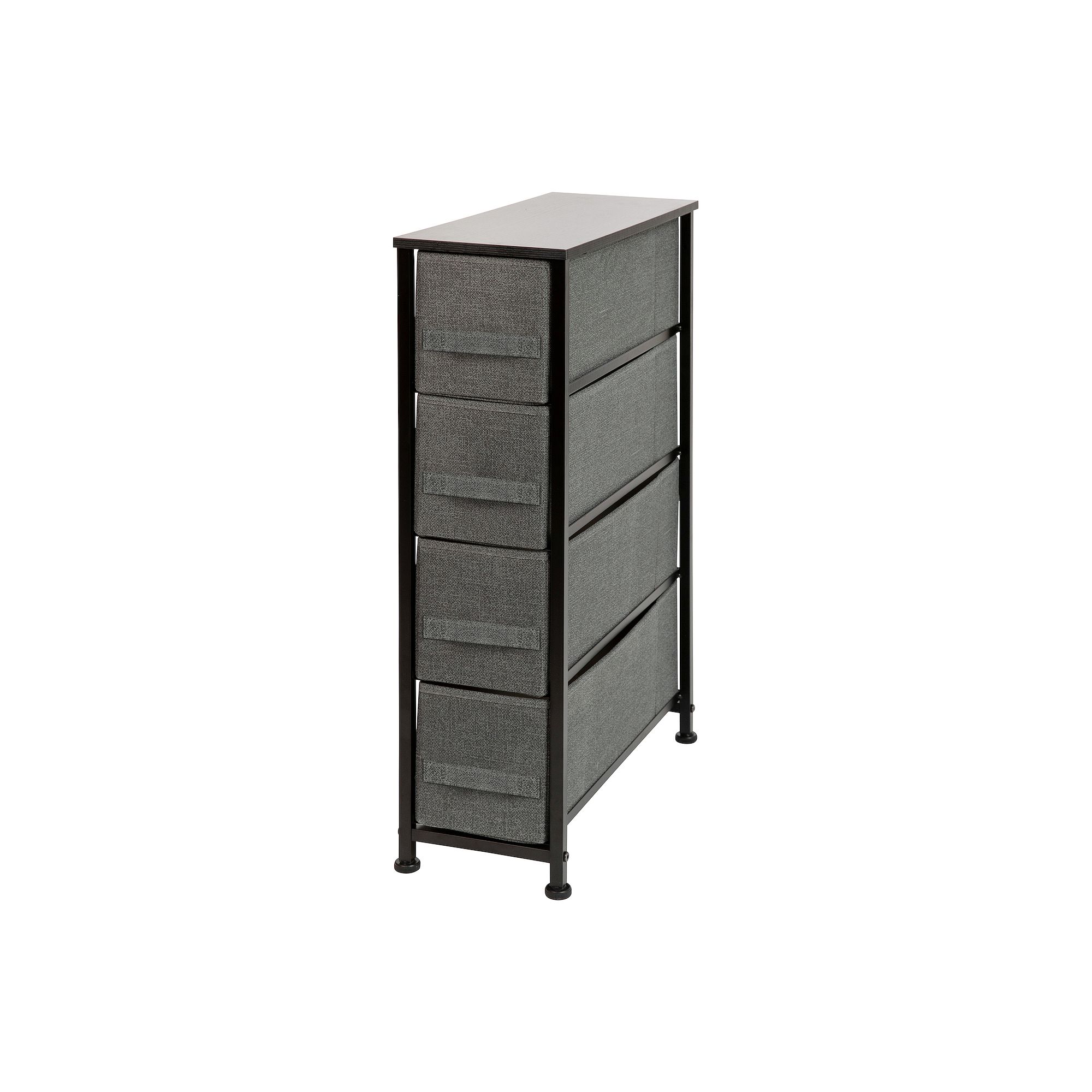 Flash Furniture 4 Drawer Slim Wood Top Dresser Storage Tower with Easy Pull