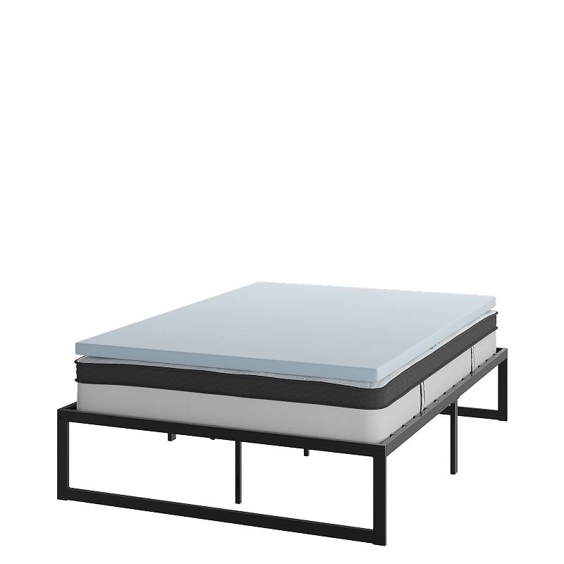 Flash Furniture 14 Metal Platform Bed Frame with 10 Pocket Spring Matt