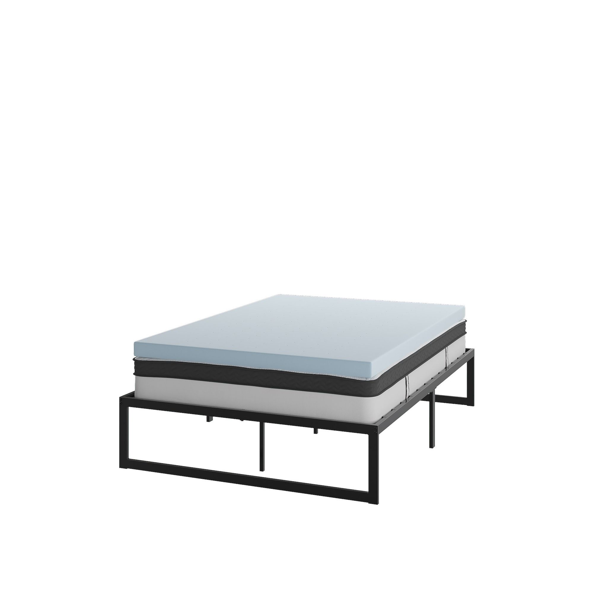Flash Furniture 14 Metal Platform Bed Frame with 10 Pocket Spring Matt