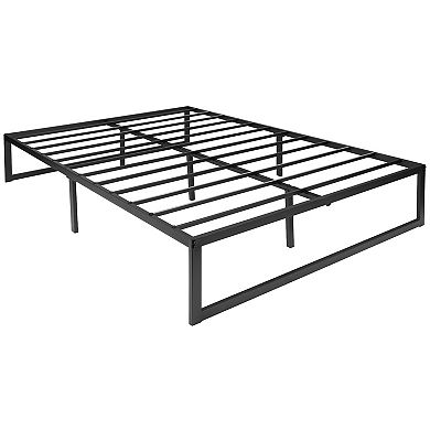 Flash Furniture 14" Metal Platform Bed Frame with 12" Pocket Spring Mattress in a Box and 2" Cool Gel Memory Foam Topper