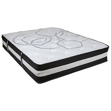 Flash Furniture 14" Metal Platform Bed Frame with 12" Pocket Spring Mattress in a Box and 2" Cool Gel Memory Foam Topper