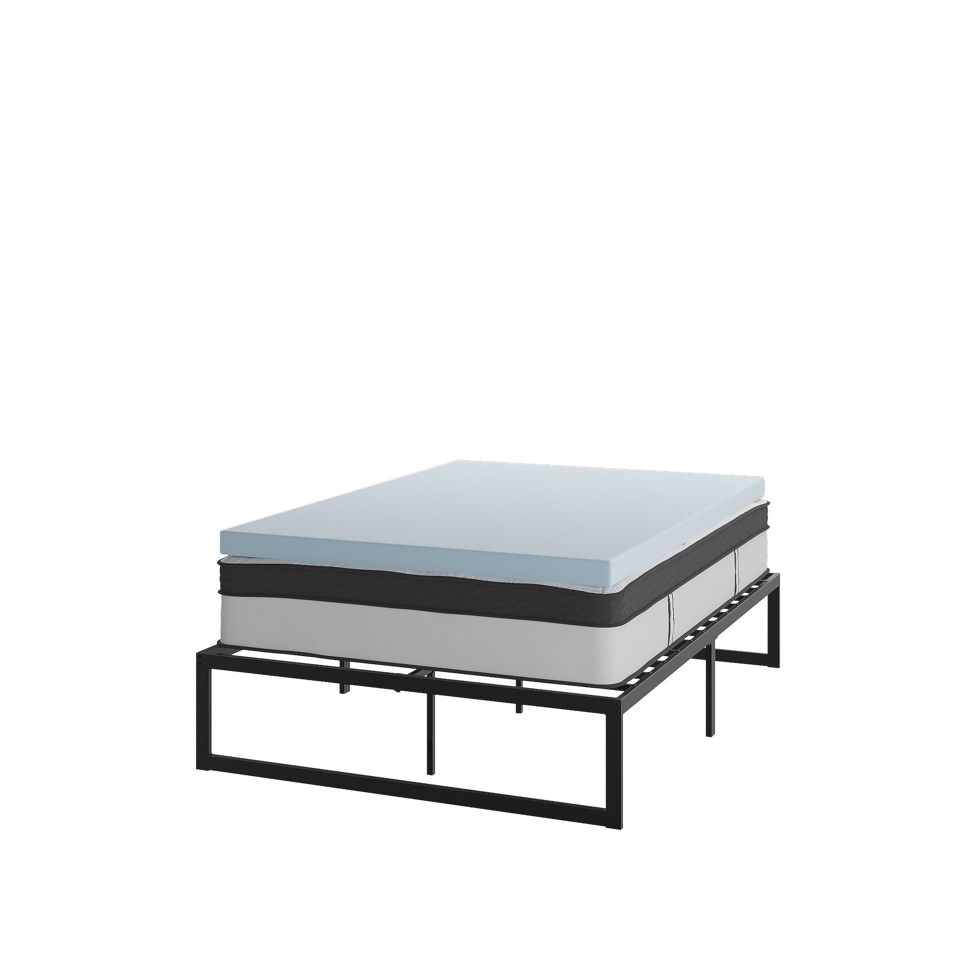 Flash Furniture 14 Metal Platform Bed Frame with 12 Pocket Spring Matt