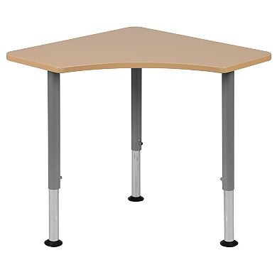 Flash Furniture Triangular Natural Collaborative Adjustable Student Desk