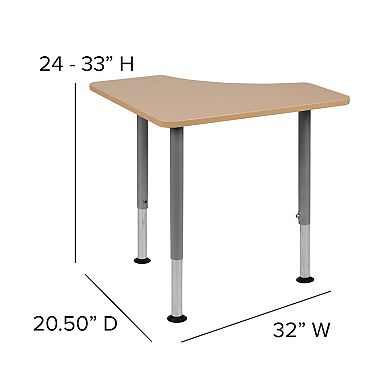 Flash Furniture Triangular Natural Collaborative Adjustable Student Desk