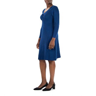 Women's Nina Leonard Ribbed A-Line Sweaterdress