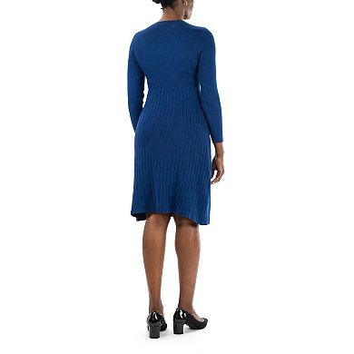 Women's Nina Leonard Ribbed A-Line Sweaterdress