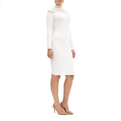 Women's Nina Leonard Mockneck Long Sleeve Midi Sweater Dress