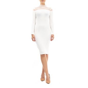 Women's Nina Leonard Mockneck Long Sleeve Midi Sweater Dress