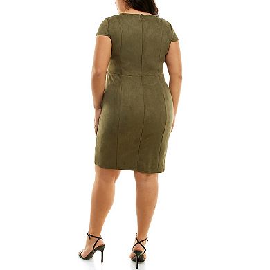 Women's Nina Leonard Jewelneck Cap Sleeve Dress