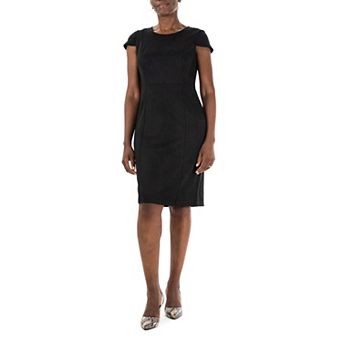 Women's Nina Leonard Jewelneck Cap Sleeve Dress