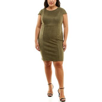 Women's Nina Leonard Jewelneck Cap Sleeve Dress