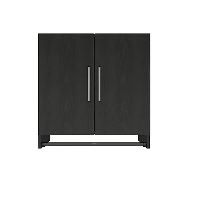 Systembuild Evolution Camberly 2-Door Wall Cabinet with Hanging Rod, Black