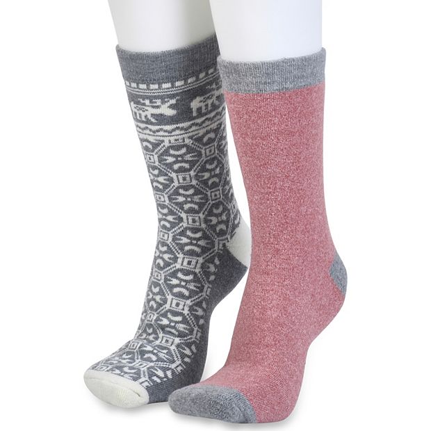 Insulated Thermal Socks 2 pairs/Qtr with Fur Cuff/ Womens/ Gripper