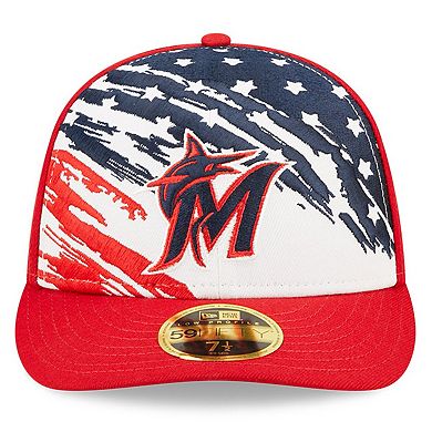 Men's New Era Red Miami Marlins 2022 4th of July Low Profile 59FIFTY Fitted Hat