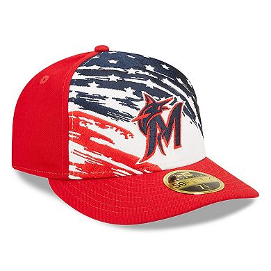 Men's New Era Red Miami Marlins 2022 4th of July Low Profile 59FIFTY Fitted Hat