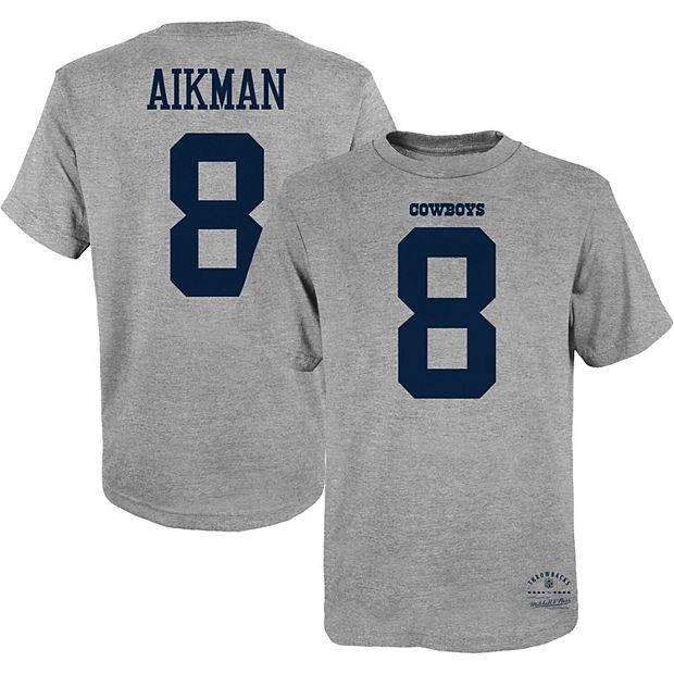 Youth Mitchell & Ness Troy Aikman Heathered Gray Dallas Cowboys Retired  Retro Player Name & Number