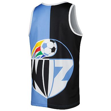 Men's Mitchell & Ness Black/Sky Blue Sporting Kansas City Sublimated Split Logo Tank Top