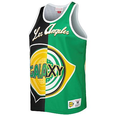 Men's Mitchell & Ness Black/Green LA Galaxy Sublimated Split Logo Tank Top