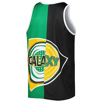 Men's Mitchell & Ness Black/Green LA Galaxy Sublimated Split Logo Tank Top