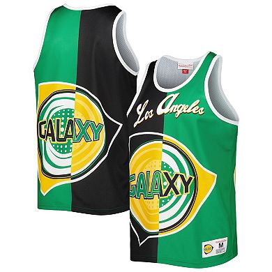Men's Mitchell & Ness Black/Green LA Galaxy Sublimated Split Logo Tank Top