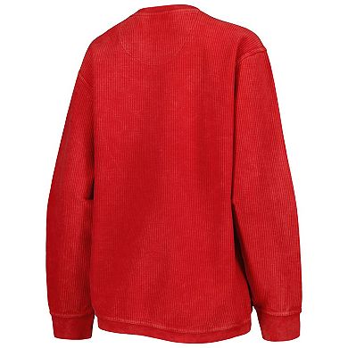Women's Pressbox Red Cincinnati Bearcats Comfy Cord Vintage Wash Basic Arch Pullover Sweatshirt