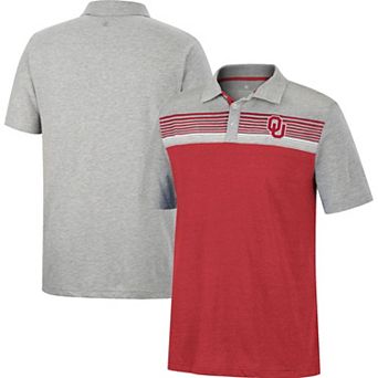 Men's Colosseum Crimson/Heathered Gray Oklahoma Sooners Caddie Polo