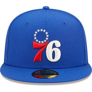 Men's New Era Royal Philadelphia 76ers 3x NBA Finals Champions Pop Sweat 59FIFTY Fitted Hat
