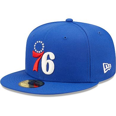 Men's New Era Royal Philadelphia 76ers 3x NBA Finals Champions Pop Sweat 59FIFTY Fitted Hat