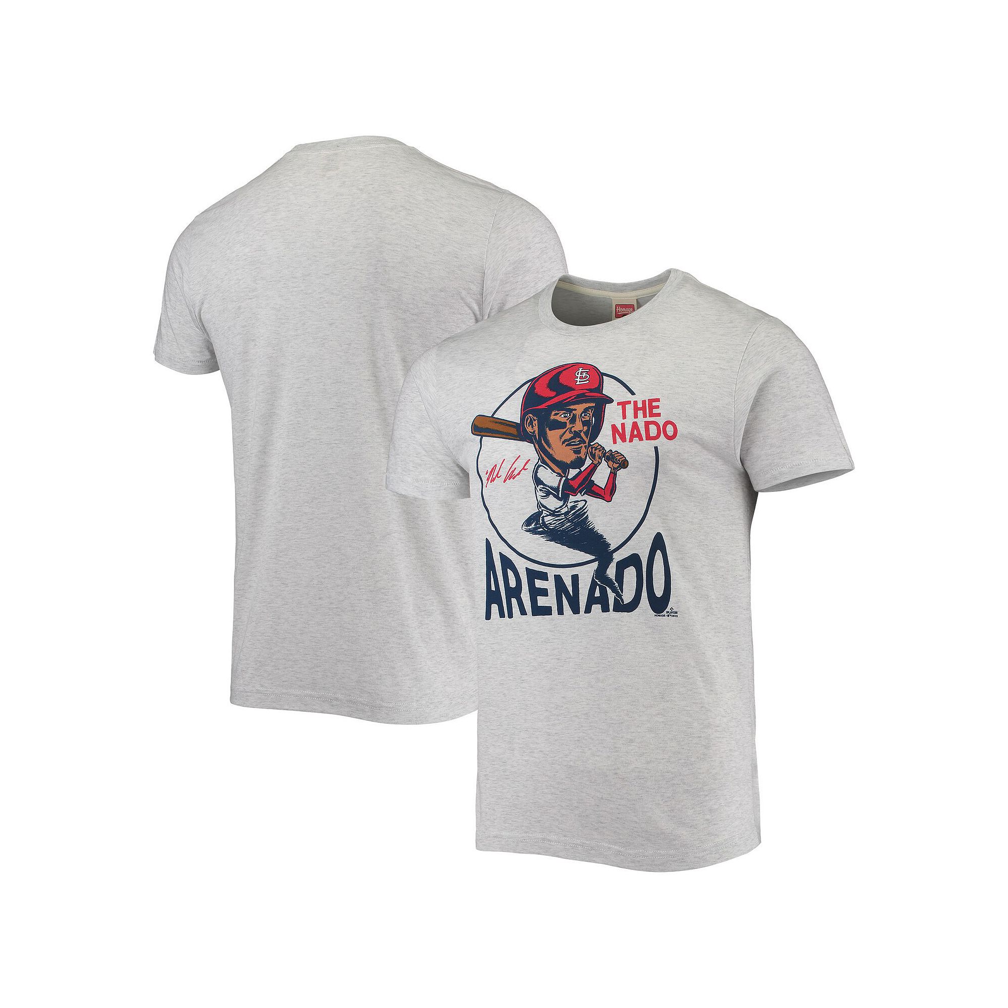 Mens Homage Nolan Arenado Gray St. Louis Cardinals Caricature Tri-Blend T-