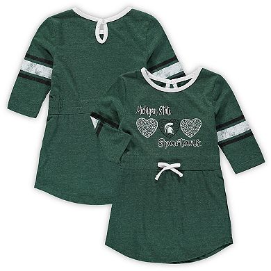 Girls Toddler Colosseum Heathered Green Michigan State Spartans Poppin Sleeve Stripe Dress