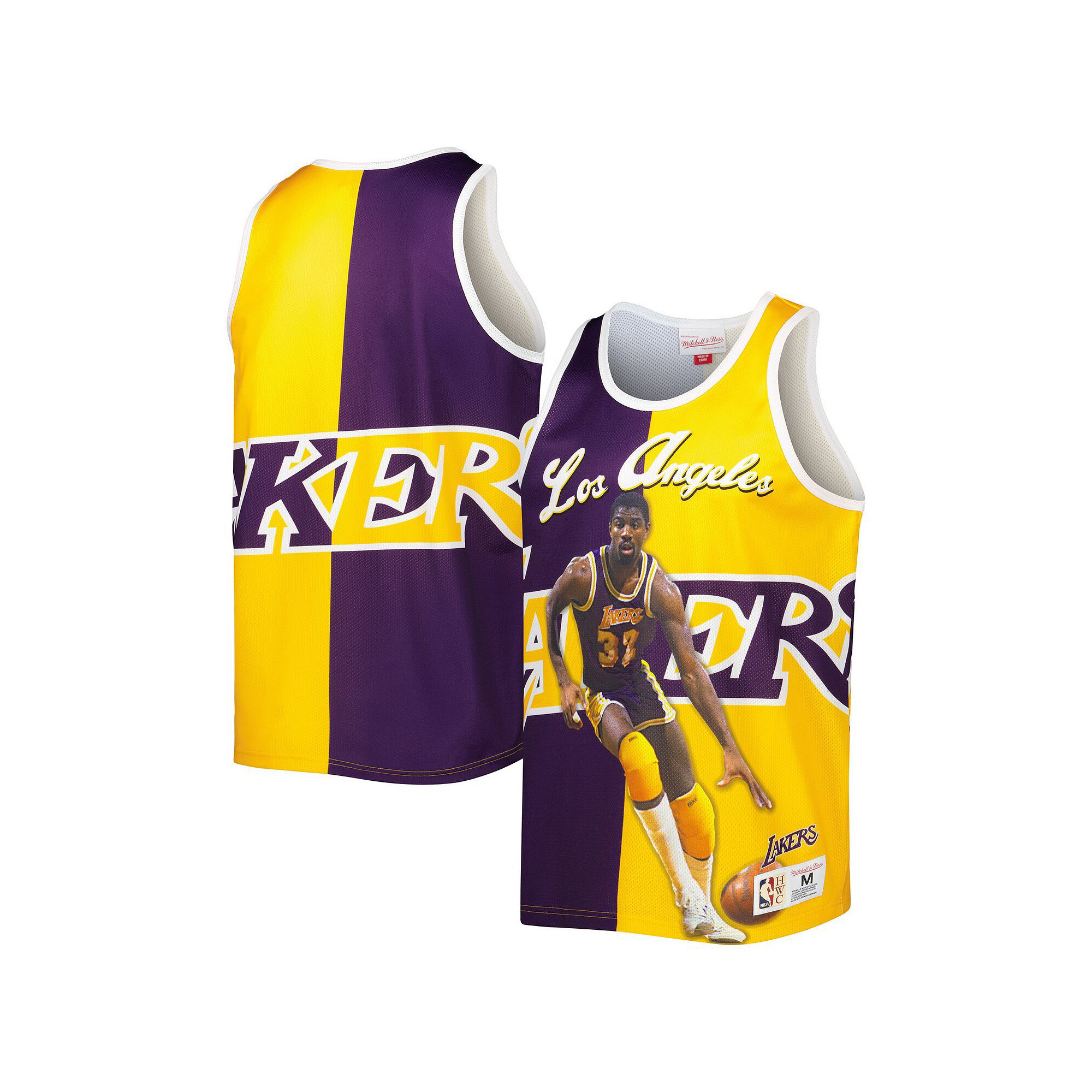 Mens Mitchell & Ness Magic Johnson Purple/Gold Los Angeles Lakers Sublimat