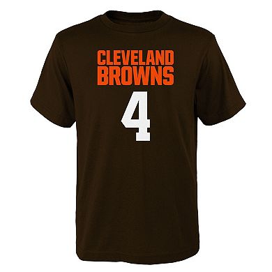 Youth Deshaun Watson Brown Cleveland Browns Mainliner Player Name & Number T-Shirt