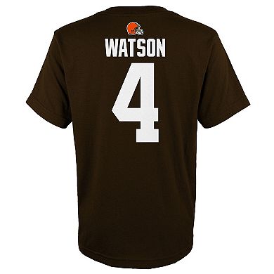 Youth Deshaun Watson Brown Cleveland Browns Mainliner Player Name & Number T-Shirt