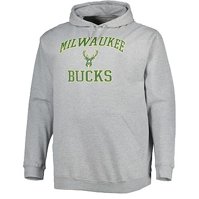 Men's Heathered Gray Milwaukee Bucks Big & Tall Heart & Soul Pullover Hoodie