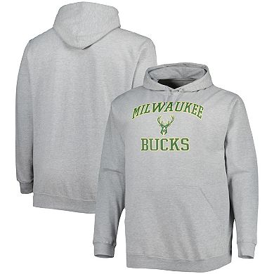 Men's Heathered Gray Milwaukee Bucks Big & Tall Heart & Soul Pullover Hoodie