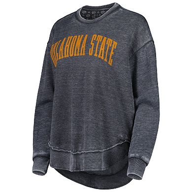 Women's Pressbox Black Oklahoma State Cowboys Vintage Wash Pullover Sweatshirt