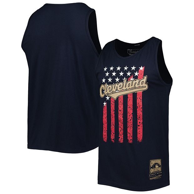 Men's Mitchell & Ness Navy Cleveland Guardians Cooperstown Collection Stars and Stripes Tank Top Size: Small