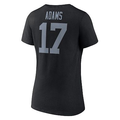 Women's Fanatics Branded Davante Adams Black Las Vegas Raiders Player Icon Name & Number V-Neck T-Shirt