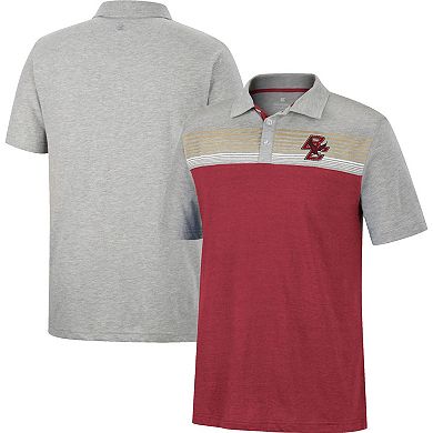 Men's Colosseum Maroon/Heathered Gray Boston College Eagles Caddie Polo