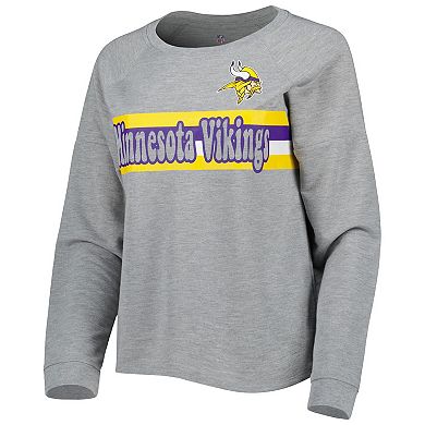 Juniors Heathered Gray Minnesota Vikings All Striped Up Raglan Long Sleeve T-Shirt