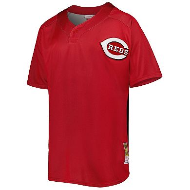 Men's Mitchell & Ness Ken Griffey Jr. Red Cincinnati Reds Cooperstown Collection Mesh Batting Practice Button-Up Jersey