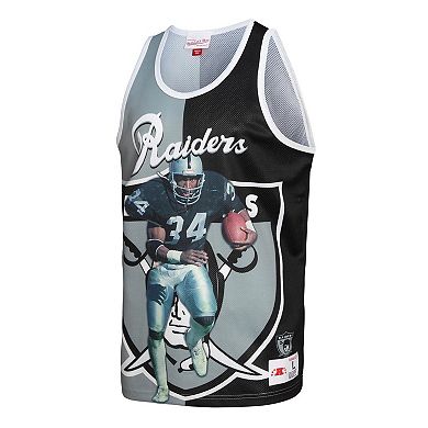 Men's Mitchell & Ness Bo Jackson Black/Silver Las Vegas Raiders Retired Player Graphic Tank Top